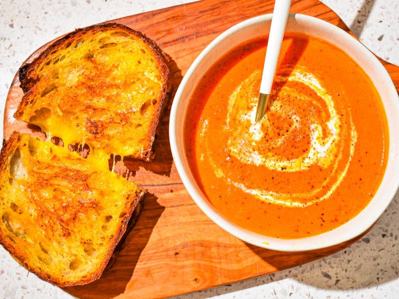 Creamy tomato soup featured on Clebby's cooking with cannabis recipe website.